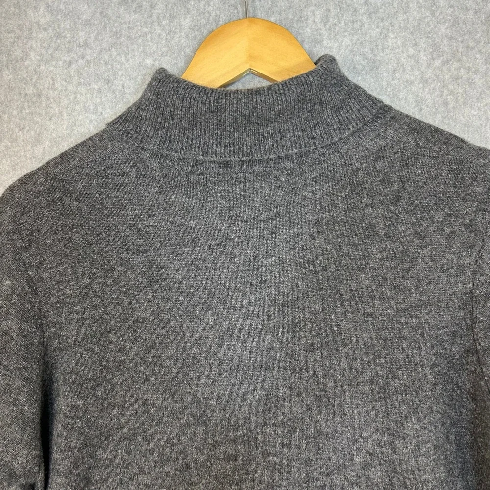 MAGASCHONI Cashmere Turtleneck Sweater Asymmetric Hem Charcoal Gray Womens Large - Picture 11 of 13